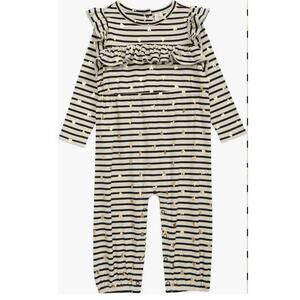 NWT Tucker + Tate Ivory Stripe Foil Heart Ruffle Romper Baby Girls' Size 24M